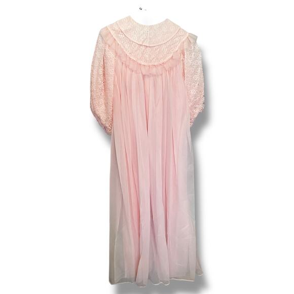 Vintage Pink Lace Nightgown Dress Coquette Cottagecore Lolita - Picture 4 of 16